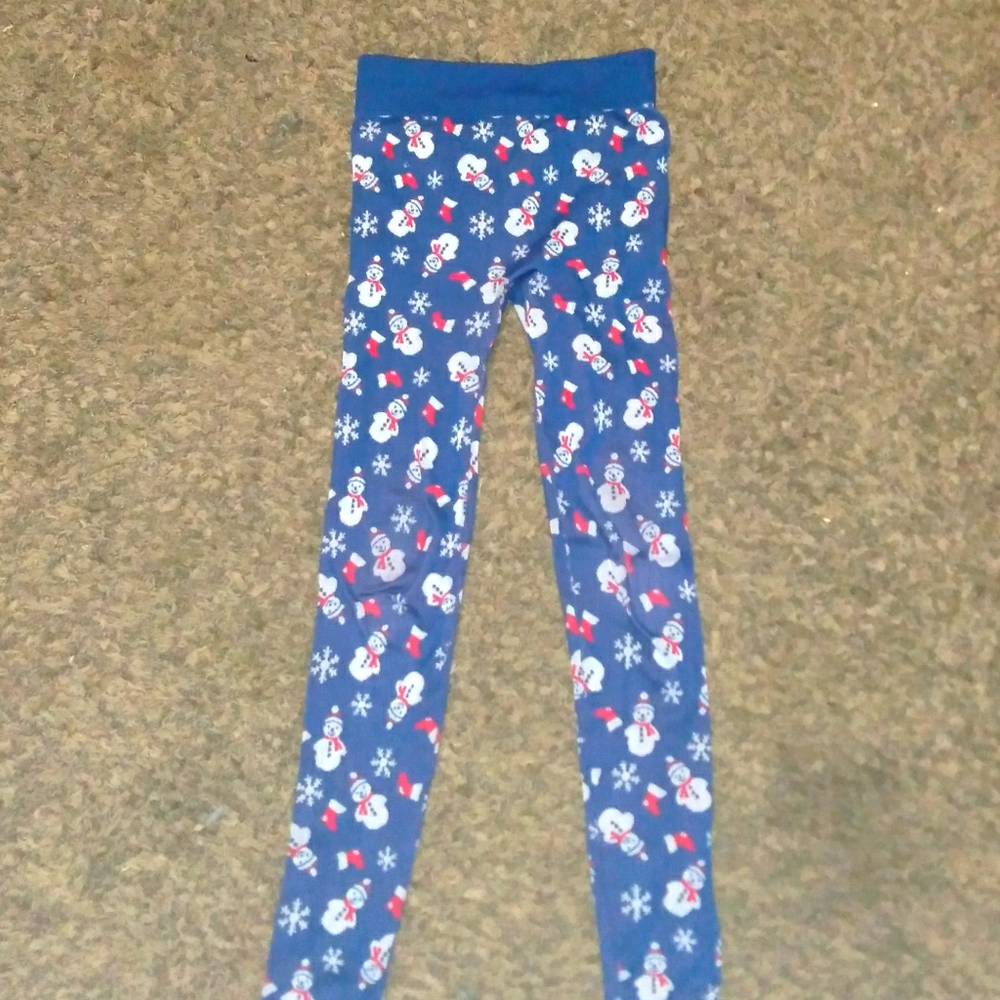snowman pattern leggings